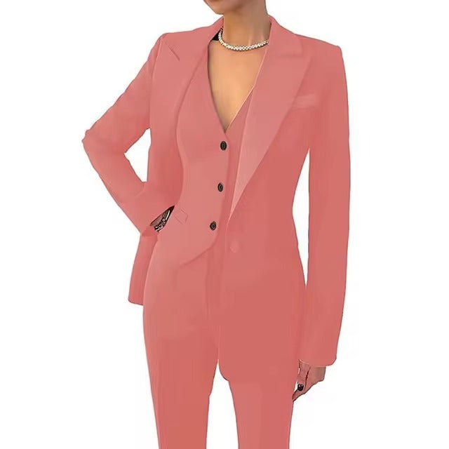 Casual Solid Single Breasted High Waist Business Classic Professional 3 Piece pant Suits