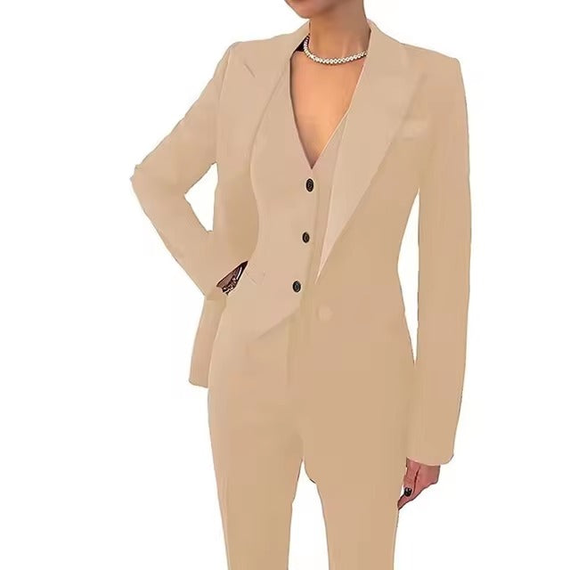 Casual Solid Single Breasted High Waist Business Classic Professional 3 Piece pant Suits