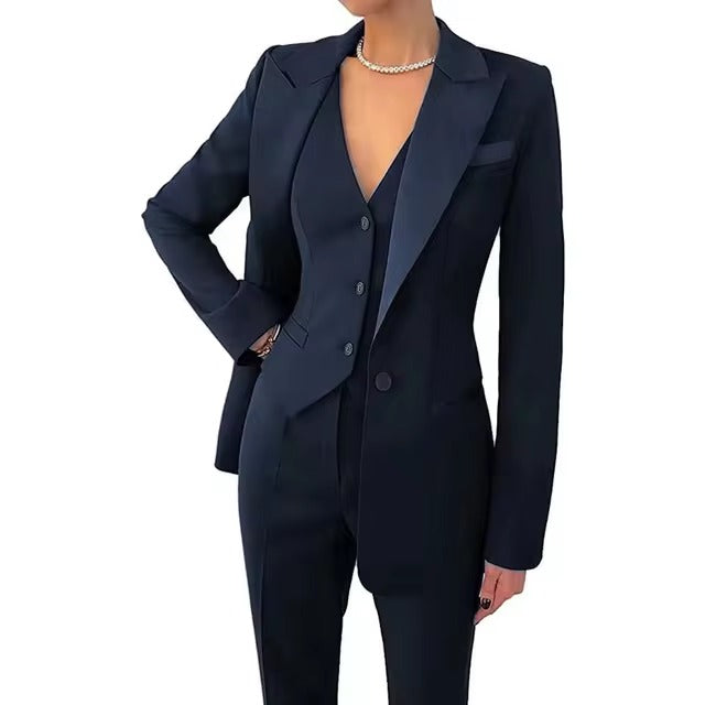 Casual Solid Single Breasted High Waist Business Classic Professional 3 Piece pant Suits