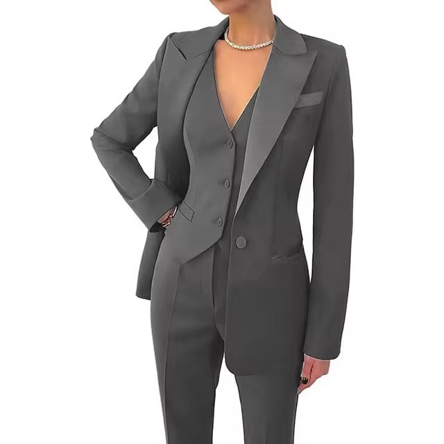 Casual Solid Single Breasted High Waist Business Classic Professional 3 Piece pant Suits