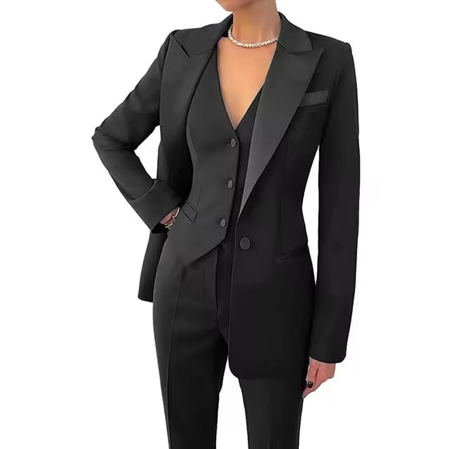 Casual Solid Single Breasted High Waist Business Classic Professional 3 Piece pant Suits