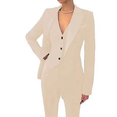Casual Solid Single Breasted High Waist Business Classic Professional 3 Piece pant Suits