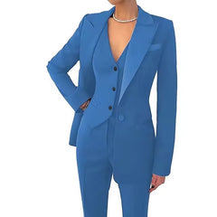 Casual Solid Single Breasted High Waist Business Classic Professional 3 Piece pant Suits
