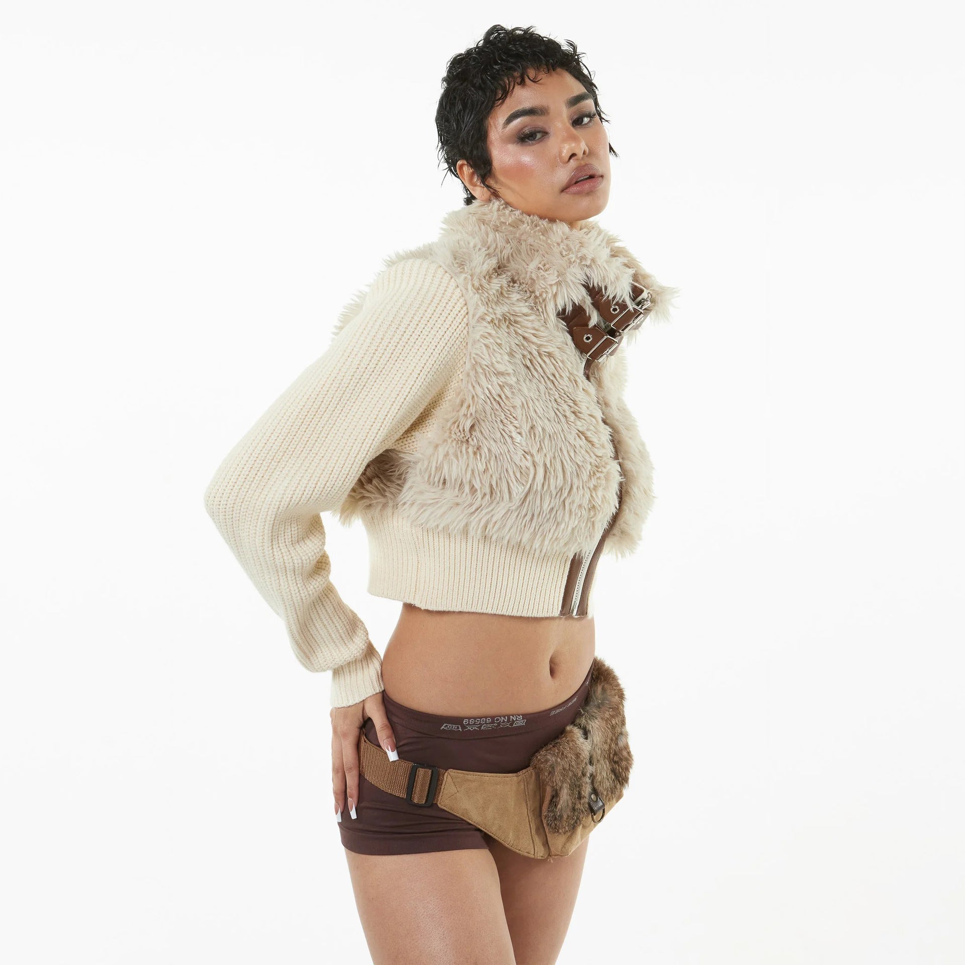 Casual Splicing With Leather Lamb Wool Street Style Jacket