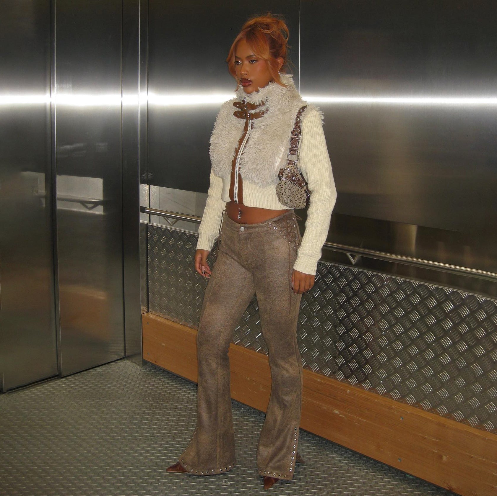 Casual Splicing With Leather Lamb Wool Street Style Jacket