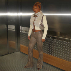 Casual Splicing With Leather Lamb Wool Street Style Jacket