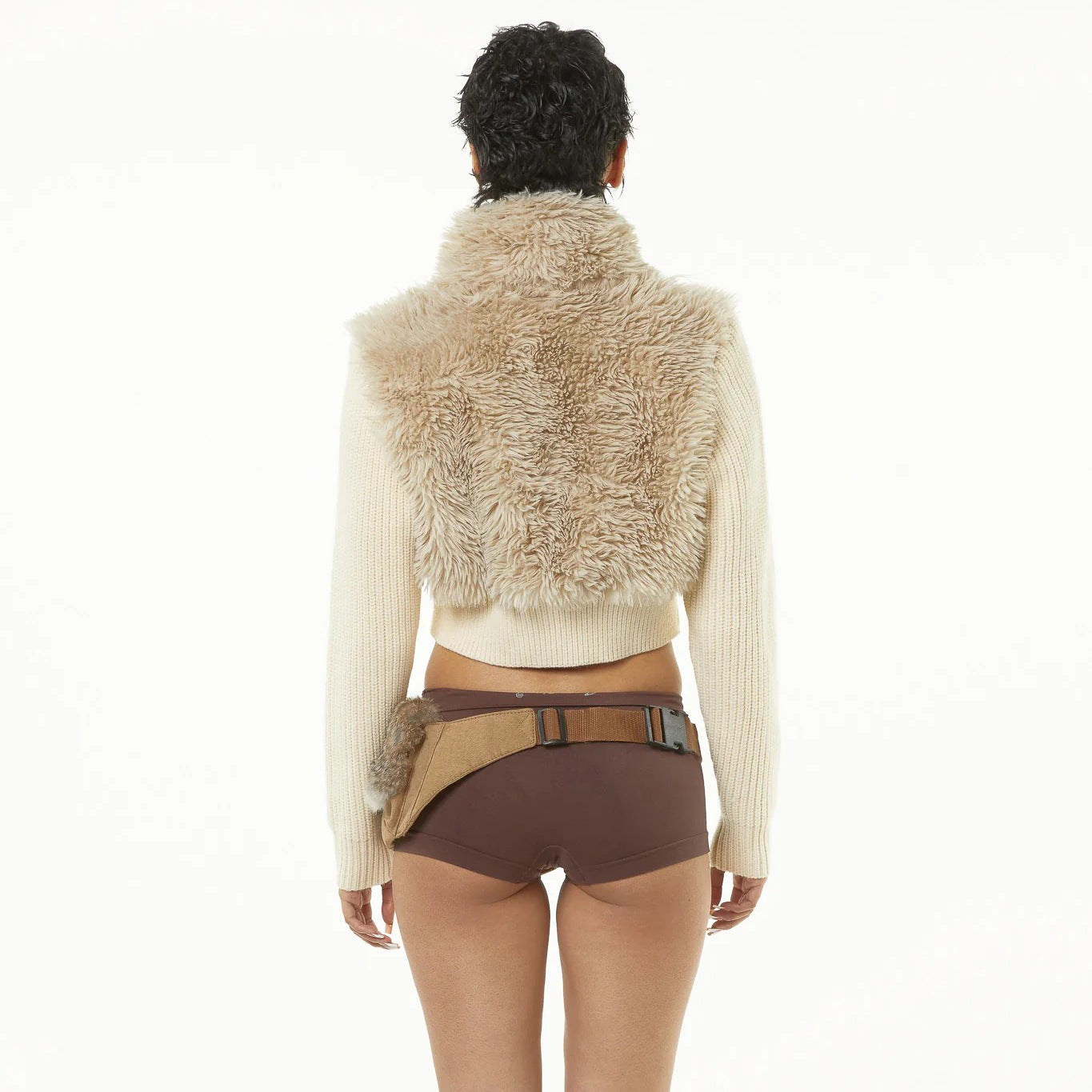 Casual Splicing With Leather Lamb Wool Street Style Jacket