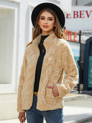 Casual Stand Collar Long Sleeves Zip Up Outerwear Street Wear Jacket