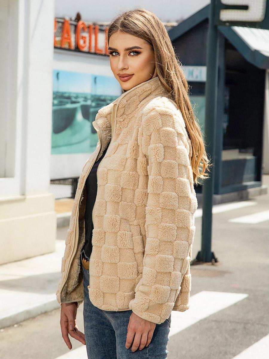 Casual Stand Collar Long Sleeves Zip Up Outerwear Street Wear Jacket