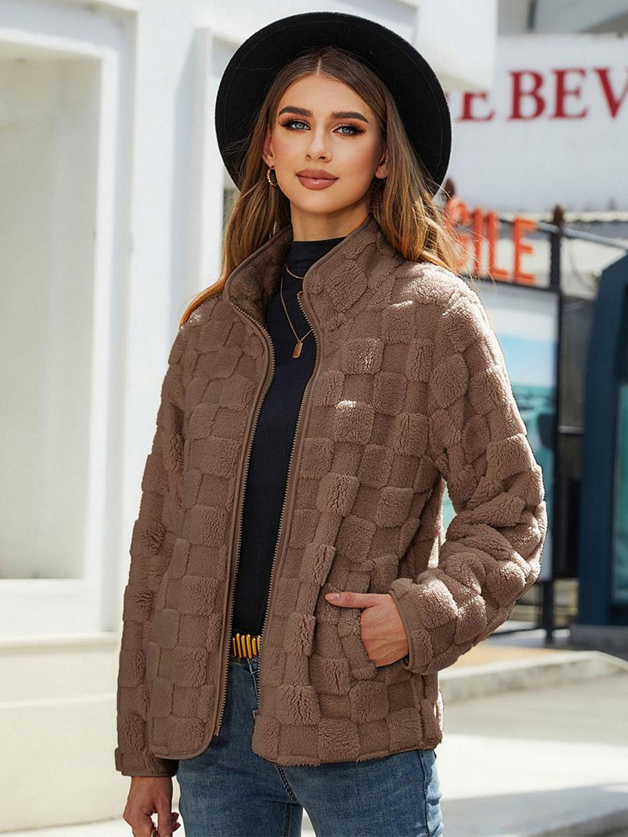 Casual Stand Collar Long Sleeves Zip Up Outerwear Street Wear Jacket