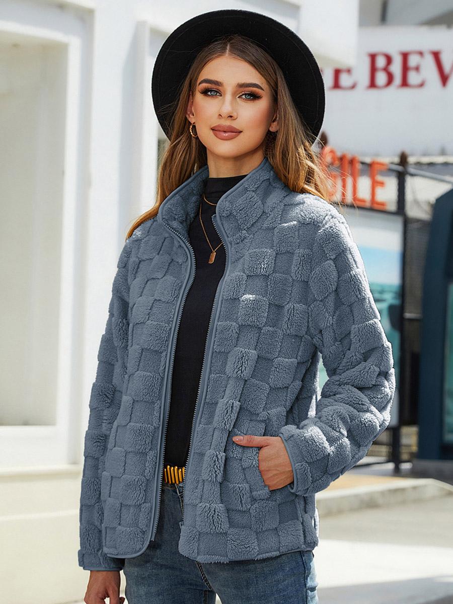 Casual Stand Collar Long Sleeves Zip Up Outerwear Street Wear Jacket