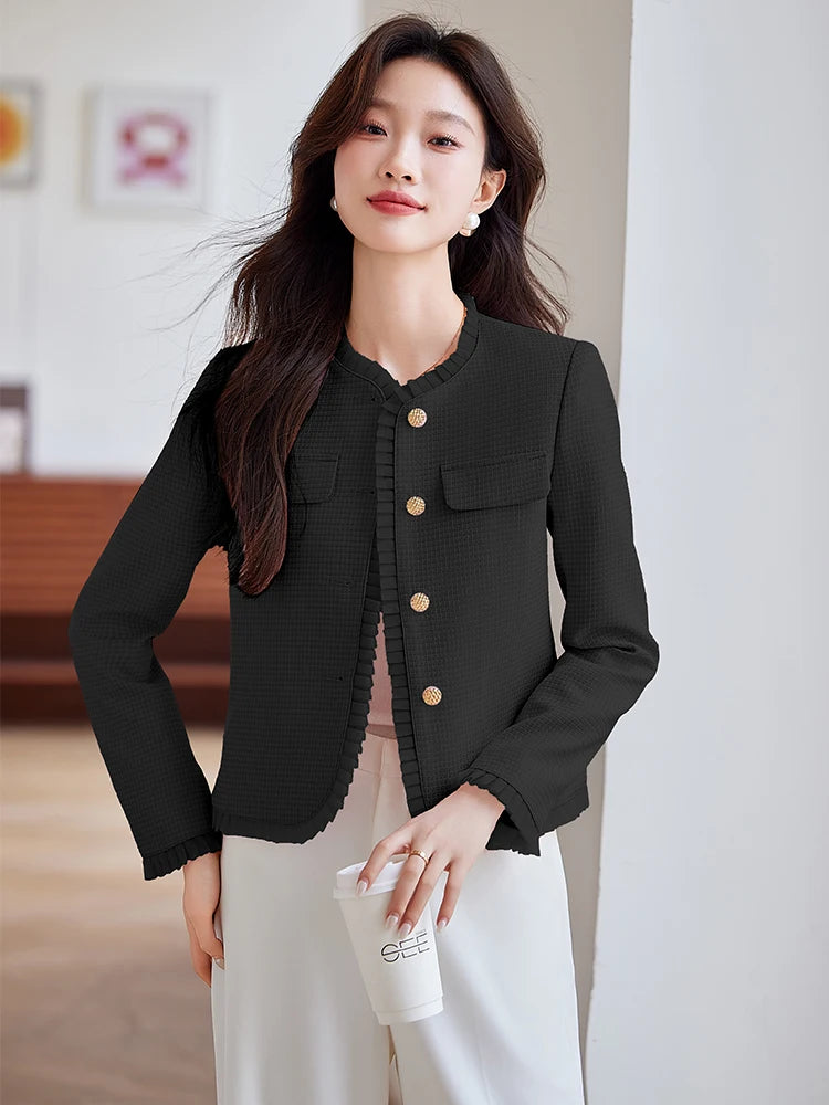 Casual Standard Single Breasted With Button Non Stretch Blazer