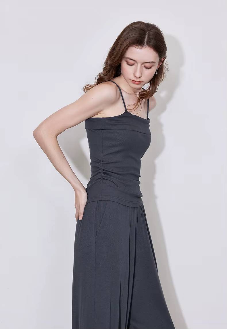 Casual Strap Bottom With Pockets Cardigan And Ankle-Length Wide Leg Pants