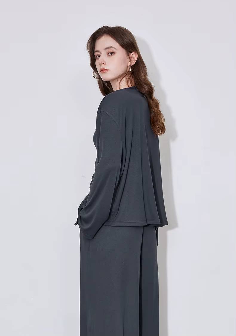 Casual Strap Bottom With Pockets Cardigan And Ankle-Length Wide Leg Pants