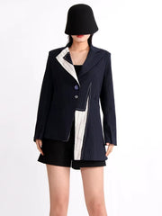 Casual Striped Asymmetrical Notched Collar Long Sleeve Slimming Blazer