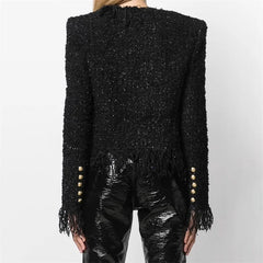 Casual Tassel Decorative Bright silk blend Long Sleeve jacket