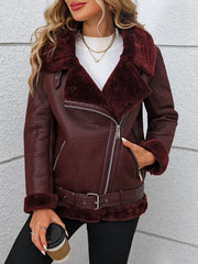 Casual Thick Warm Faux Fur Leather High Street Outwear Jacket