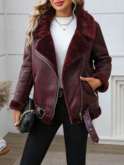 Casual Thick Warm Faux Fur Leather High Street Outwear Jacket