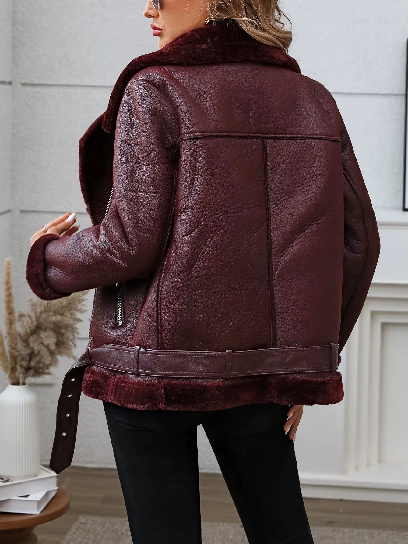 Casual Thick Warm Faux Fur Leather High Street Outwear Jacket