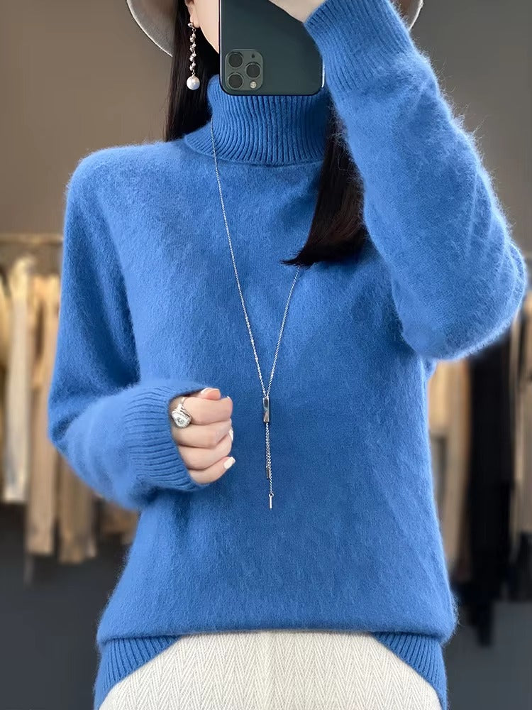 Casual Turn Down Collar Pullover Long Sleeve Cashmere Sweater