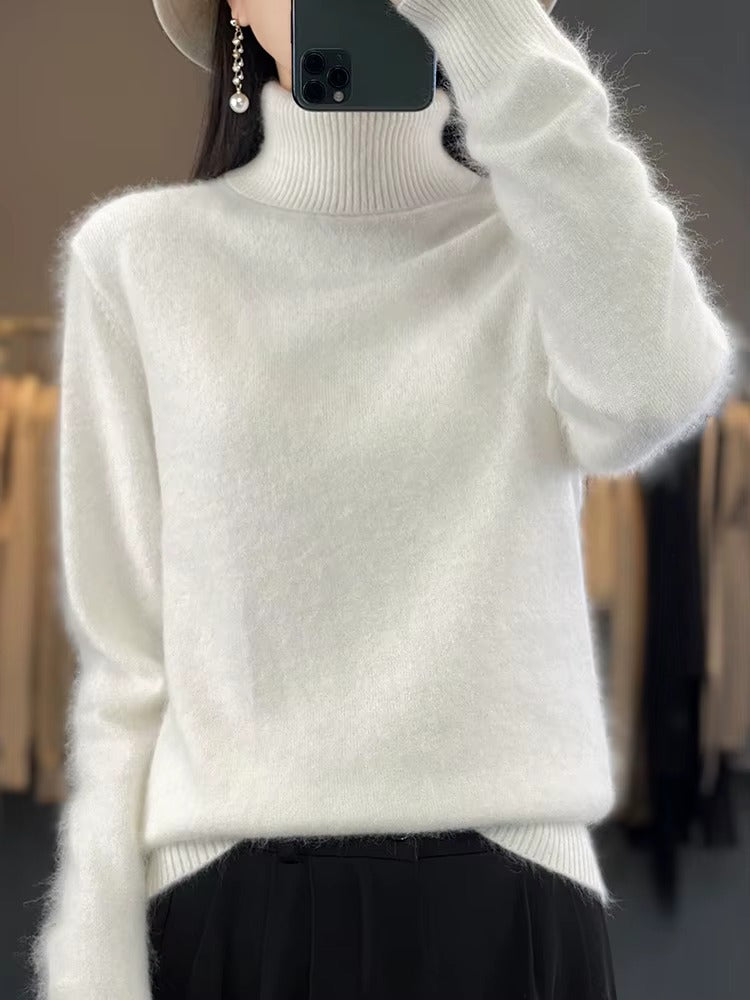 Casual Turn Down Collar Pullover Long Sleeve Cashmere Sweater