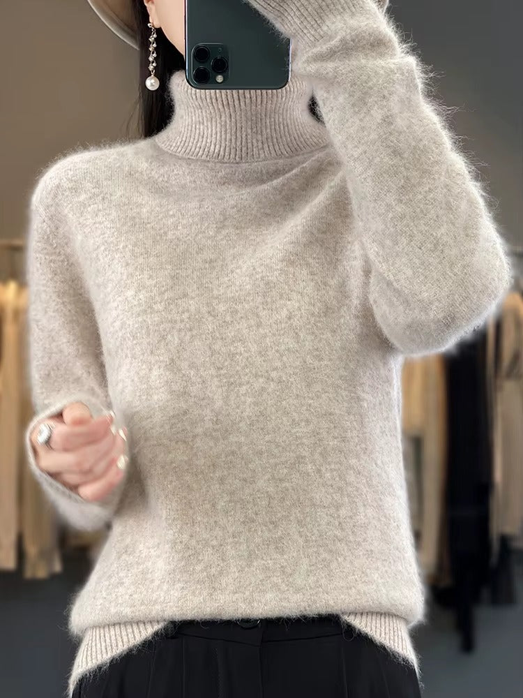 Casual Turn Down Collar Pullover Long Sleeve Cashmere Sweater