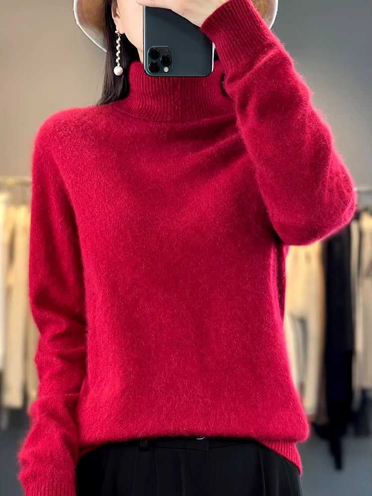 Casual Turn Down Collar Pullover Long Sleeve Cashmere Sweater