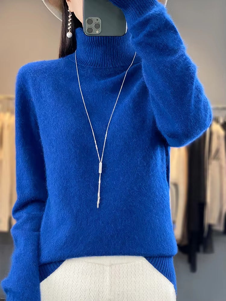 Casual Turn Down Collar Pullover Long Sleeve Cashmere Sweater