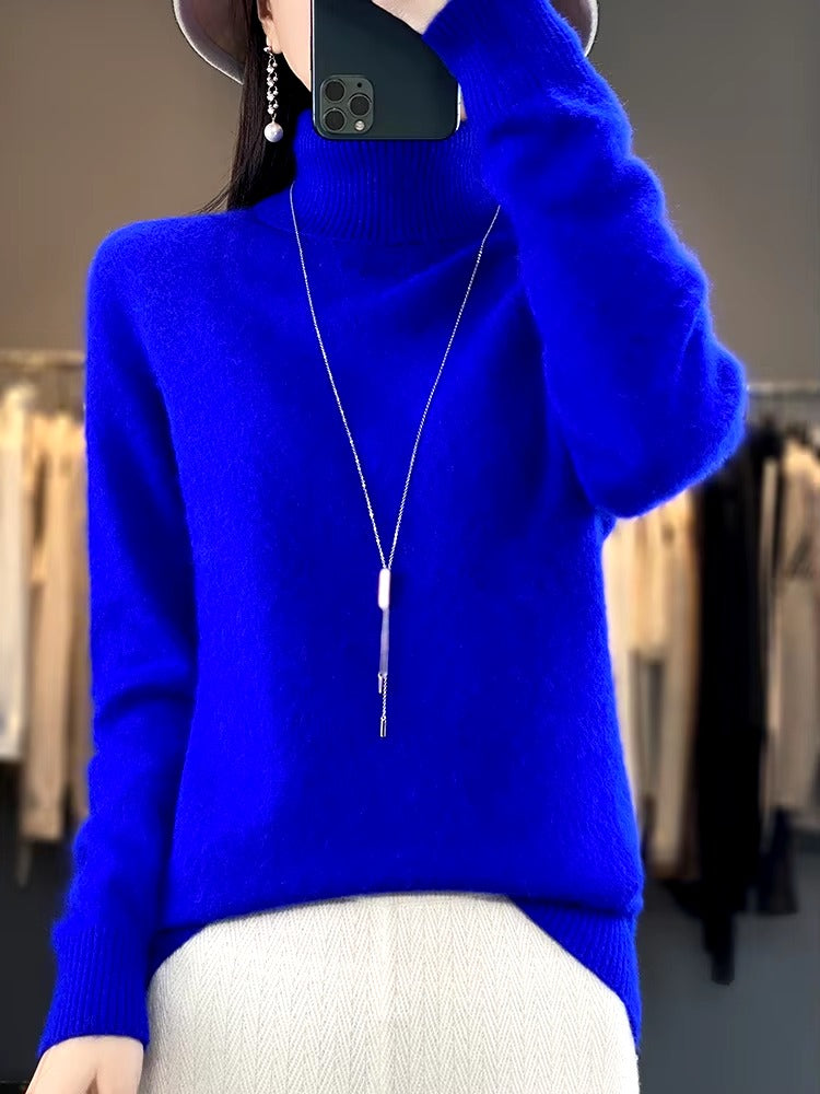 Casual Turn Down Collar Pullover Long Sleeve Cashmere Sweater