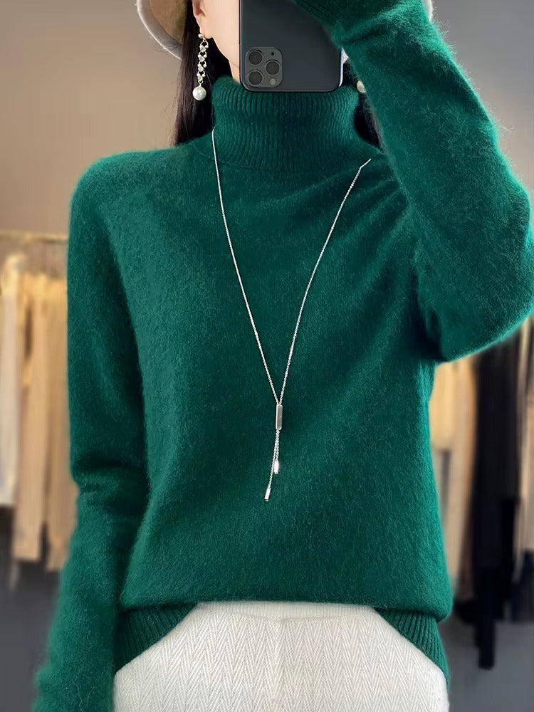 Casual Turn Down Collar Pullover Long Sleeve Cashmere Sweater
