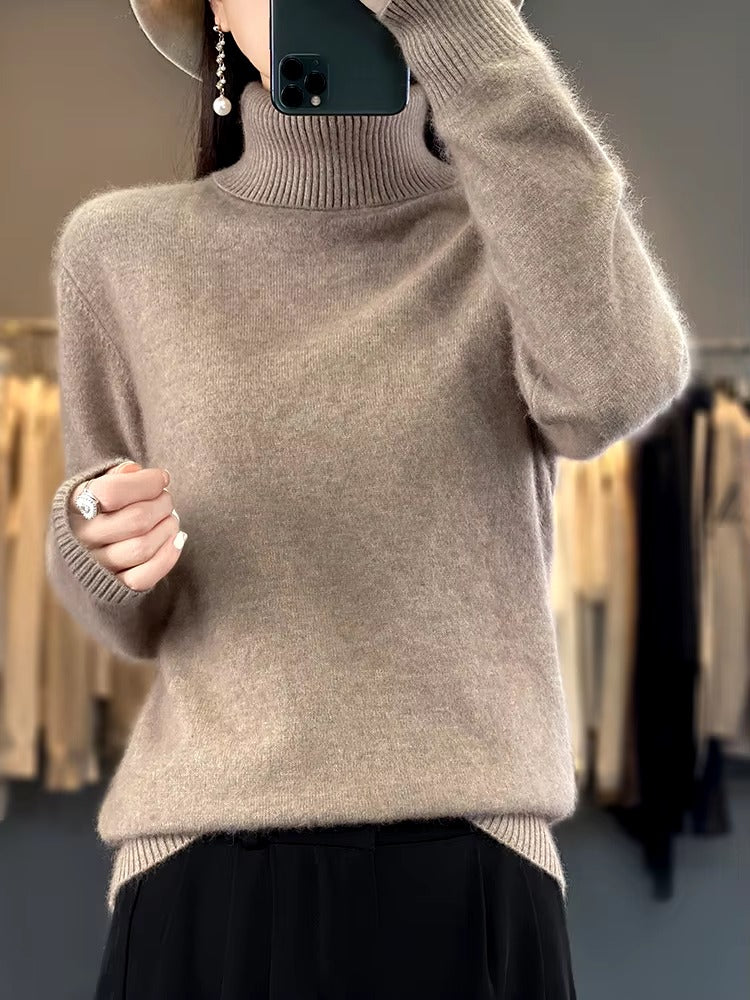 Casual Turn Down Collar Pullover Long Sleeve Cashmere Sweater