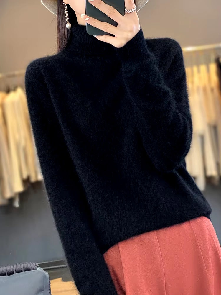 Casual Turn Down Collar Pullover Long Sleeve Cashmere Sweater