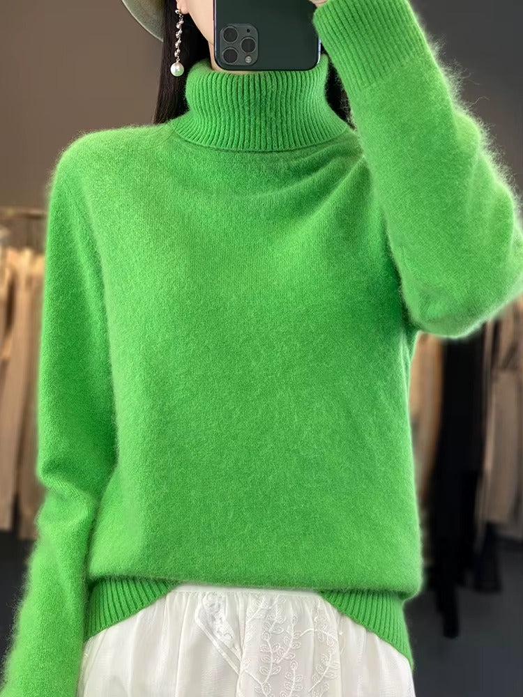 Casual Turn Down Collar Pullover Long Sleeve Cashmere Sweater