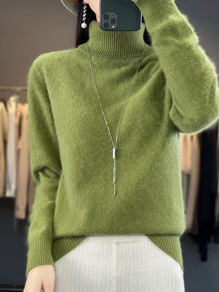 Casual Turn Down Collar Pullover Long Sleeve Cashmere Sweater
