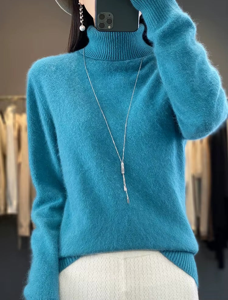 Casual Turn Down Collar Pullover Long Sleeve Cashmere Sweater