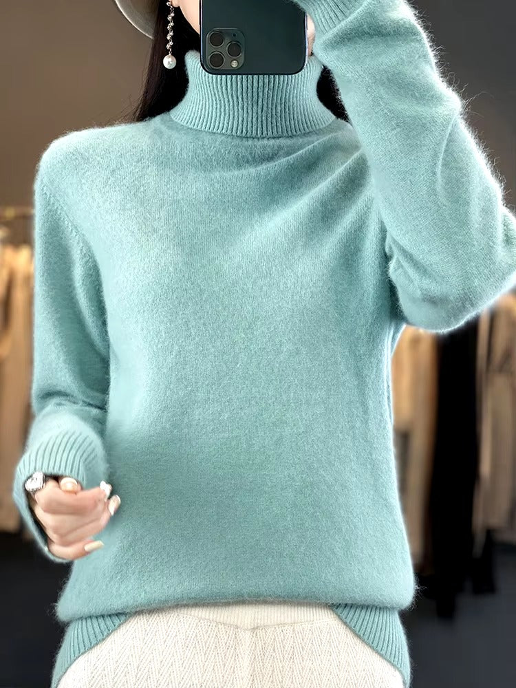 Casual Turn Down Collar Pullover Long Sleeve Cashmere Sweater