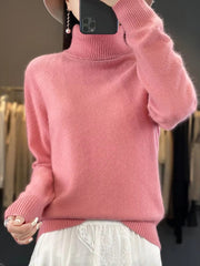 Casual Turn Down Collar Pullover Long Sleeve Cashmere Sweater