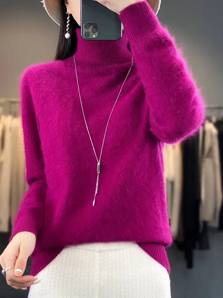Casual Turn Down Collar Pullover Long Sleeve Cashmere Sweater