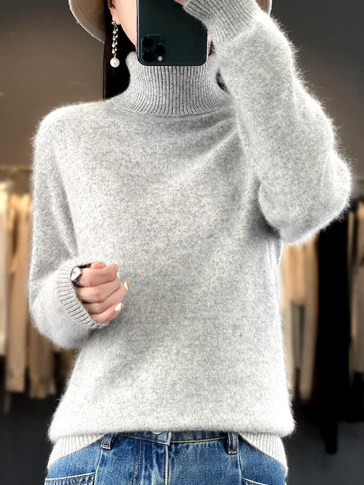 Casual Turn Down Collar Pullover Long Sleeve Cashmere Sweater