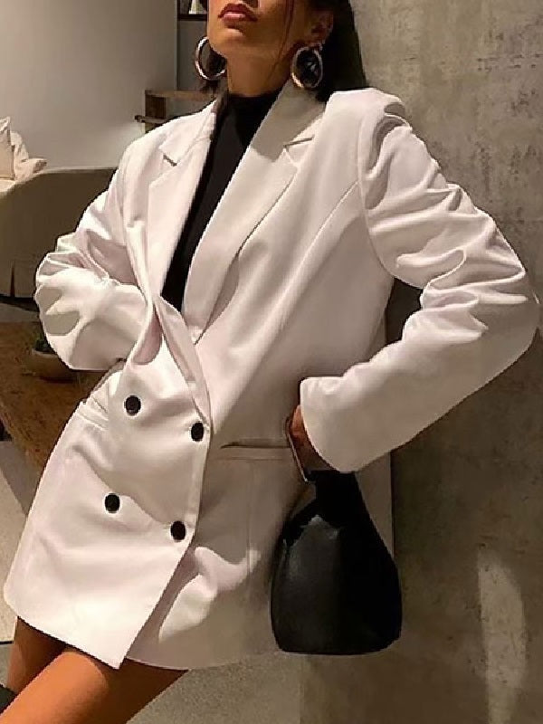 Casual Turndown Collar Long Sleeve Blazers