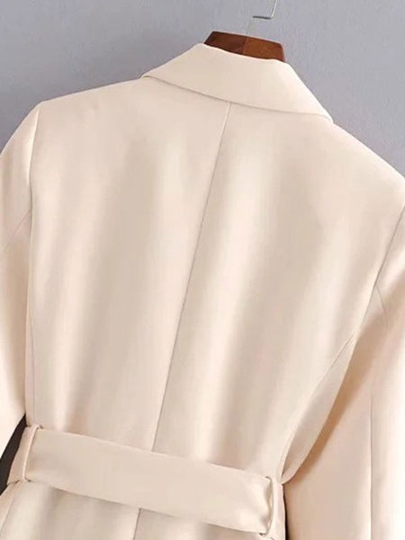 Casual Turndown Collar Long Sleeve Jackets With Belt