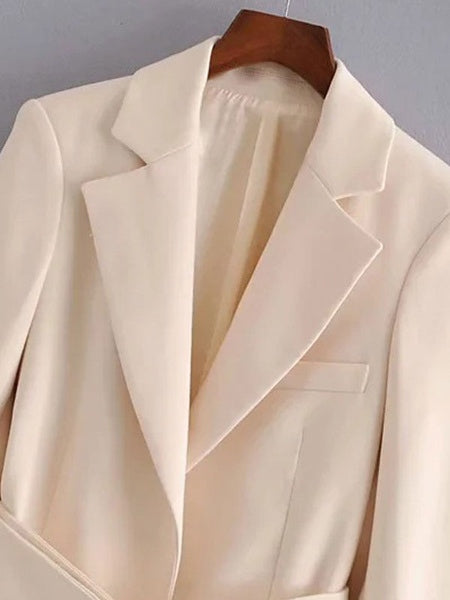 Casual Turndown Collar Long Sleeve Jackets With Belt