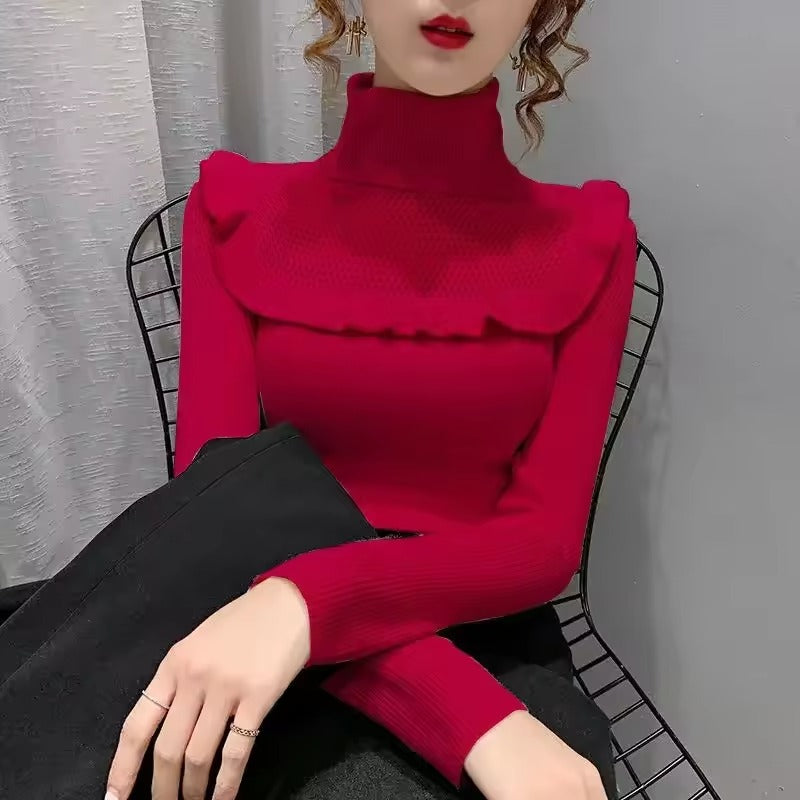 Casual Turtleneck Acetate Pullover Knitted Sweaters
