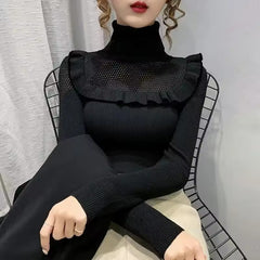 Casual Turtleneck Acetate Pullover Knitted Sweaters
