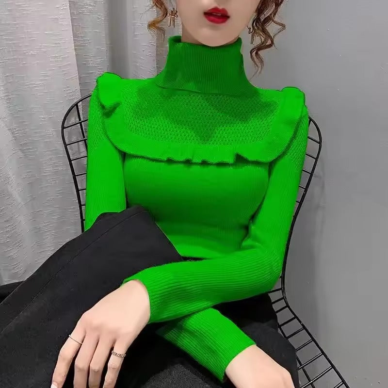 Casual Turtleneck Acetate Pullover Knitted Sweaters