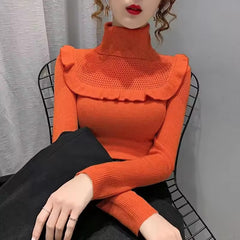 Casual Turtleneck Acetate Pullover Knitted Sweaters