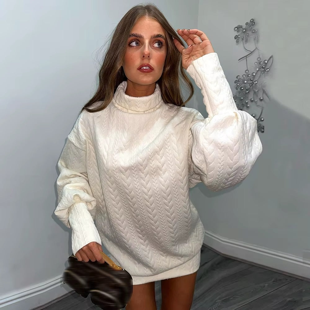 Casual Turtleneck Pullovers Warm Long Sleeve Loose Jumper Thick Knit Swetaer