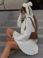 Casual Turtleneck Sweater And Pleated Skirt Two Piece Set