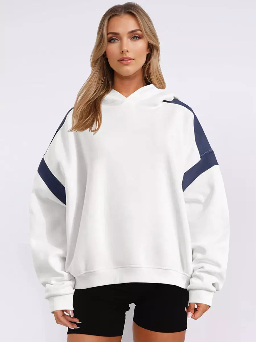 Casual Two-Tone Dropped Shoulder Oversized Hoodie