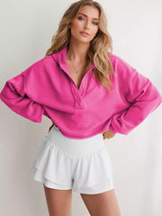 Casual V-neck Dropped Shoulders Long Sleeve Hoodie